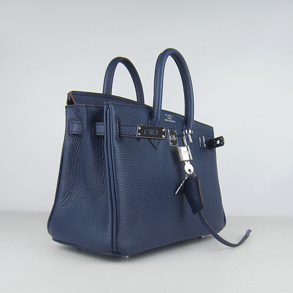 Super A Replica Hermes Togo Leather Birkin 25CM Handbag Dark Blue 6068